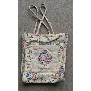 Longaberger Lunch Bag Totes Cream With Floral Design
